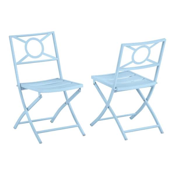 Slat Folding Outdoor Dining Chair in Surf Blue