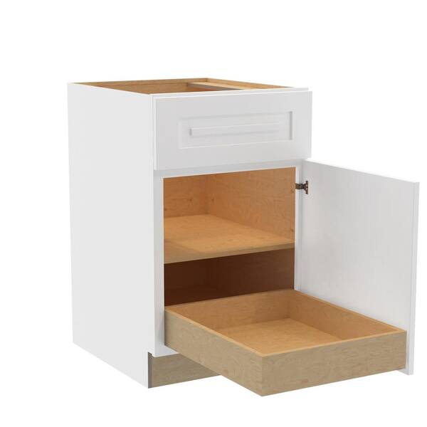 Home Decorators Collection Grayson 21 in. W x 24 in. D x 34.5 in. H Assembled Plywood Base Kitchen Cabinet in Pacific White with 1ROT Soft Close RH