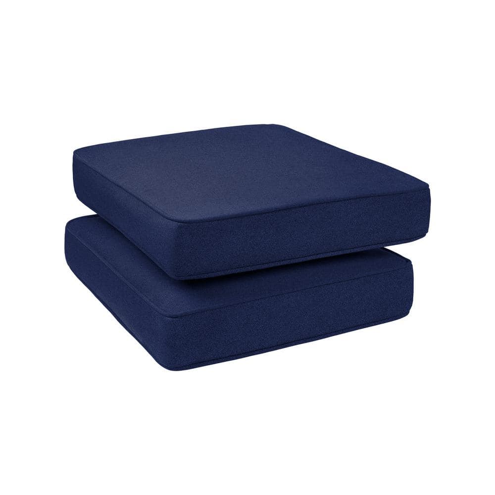HAVEN WAY 23 in. x 19 in. 1-Piece Universal Outdoor Ottoman Cushion in Navy (2-Pack) 89-NV02OM ...