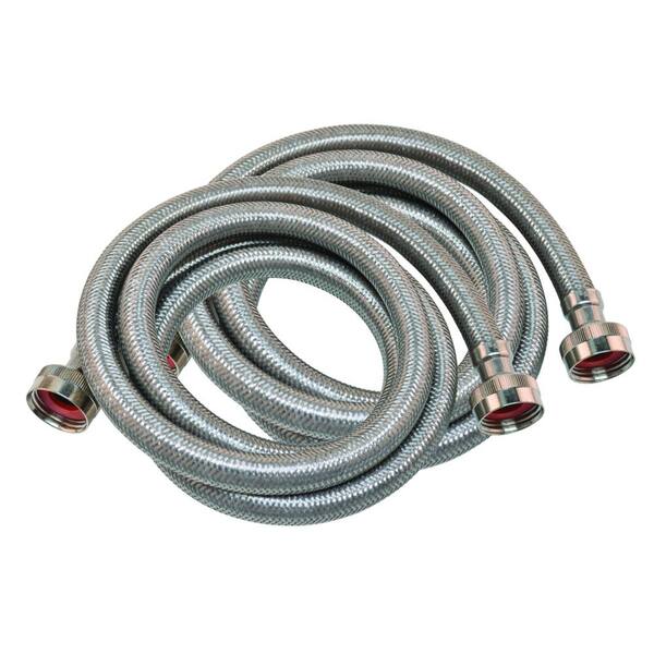 EASTMAN 3/4 in. x 3/4 in. x 6 ft. Braided Stainless Steel Washing Machine Hoses (2-Pack)