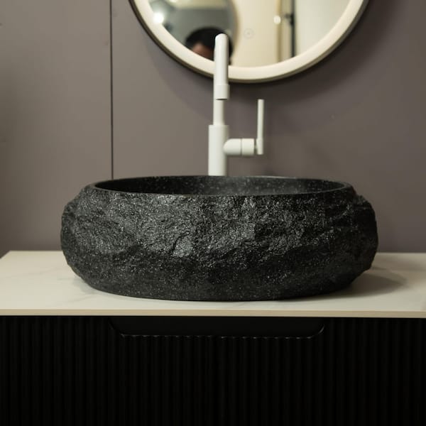さな ANGELES HOME 18 in. Vessel Bathroom Sink in Dark Gray, Irregular