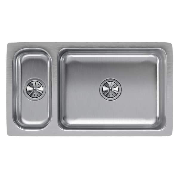 Elkay Lustertone 32in. Undermount 2 Bowl 18 Gauge  Stainless Steel Sink Only and No Accessories