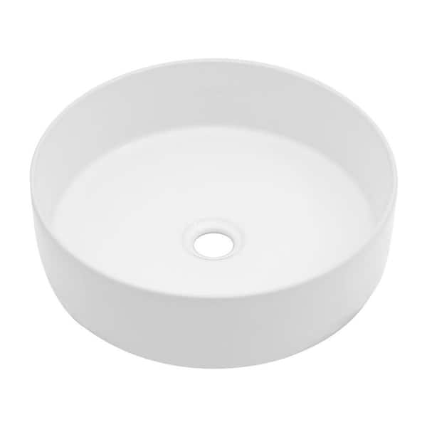 Tatahance 15.75 in. Countertop Round Art Vessel Basin Bathroom Sink in White Ceramic