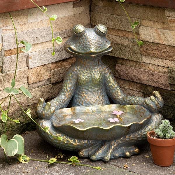Glitzhome 14.25 in. H Bronze MGO Yoga Frog Garden Statue GH2025400017 - The  Home Depot