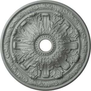 30" x 3-7/8" ID x 3-1/4" Flagstone Urethane Ceiling Medallion (Fits Canopies up to 3-7/8"), Primed White