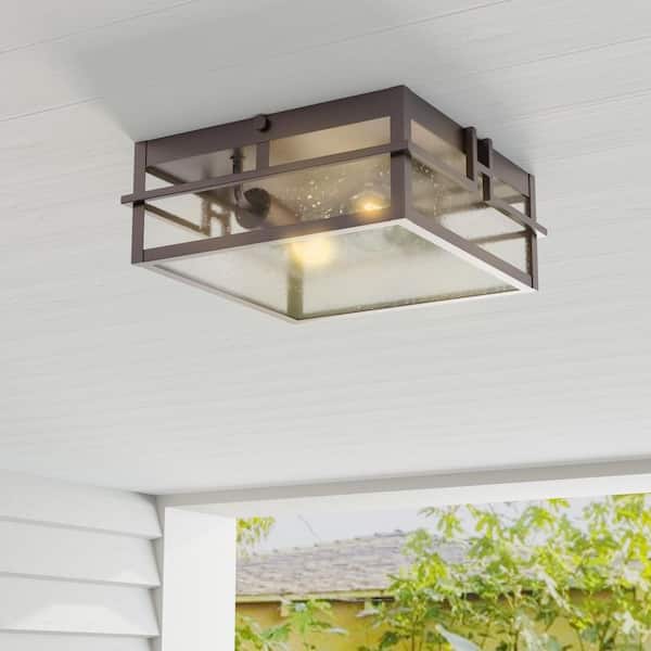 11.38-in W Old Bronze Outdoor Flush Mount Light 11.38-in W Old Bronze Outdoor Flush Mount Light