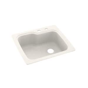 Dual-Mount Solid Surface 25 in. x 22 in. 2-Hole Single Bowl Kitchen Sink in Baby's Breath