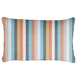Sunbrella Multicolored Stripes Rectangular Outdoor Corded Lumbar Pillow