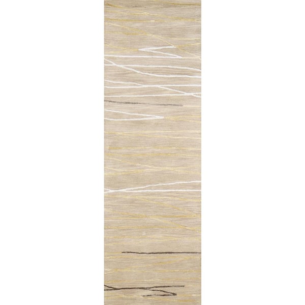 BASHIAN Greenwich Beige 3 ft. x 8 ft. (2 ft. 6 in. x 8 ft.) Abstract Contemporary Area Runner Rug