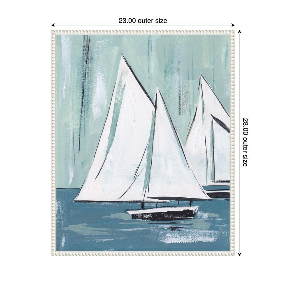 Sailing Winds I Abstract Blue and White Canvas Print with Floater Frame