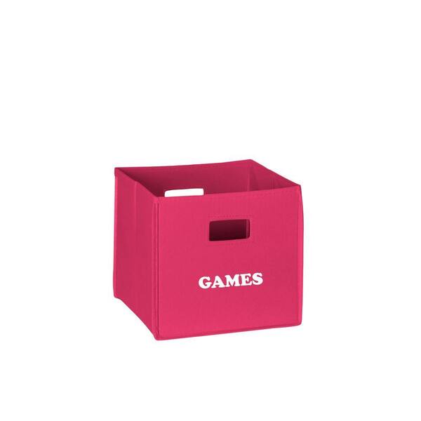 RiverRidge Kids 10.5 in. x 10 in. Folding Games Storage Bin in Hot Pink