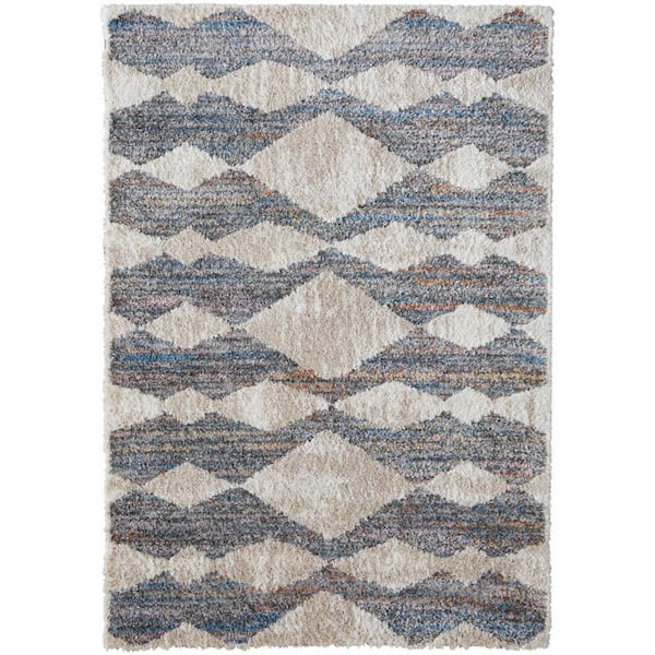 2 ft. x 8 ft. Tan, Ivory Chevron Area Rug