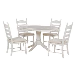 White 5-Piece Round Dining Table with 4-Chairs