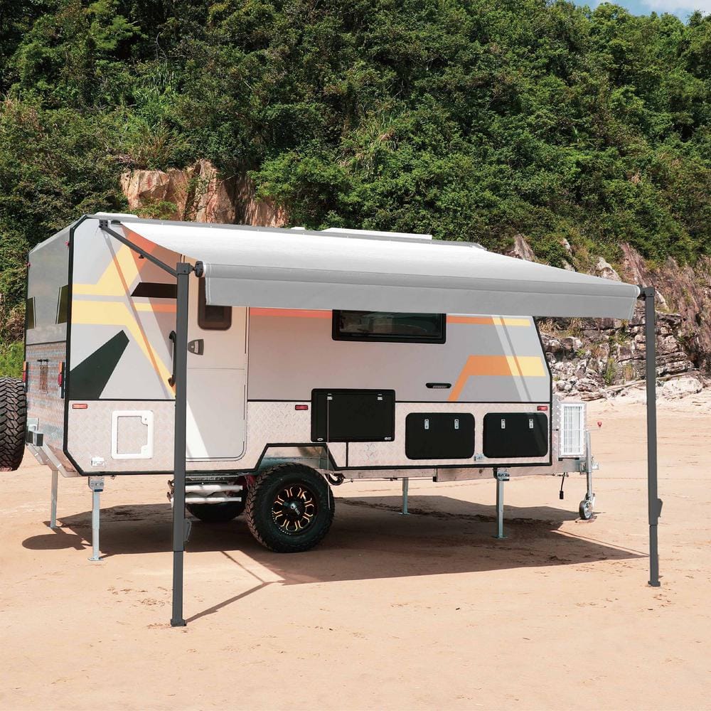 ALEKO Grey 16x8 ft Retractable Waterproof Vinyl Patio Awning