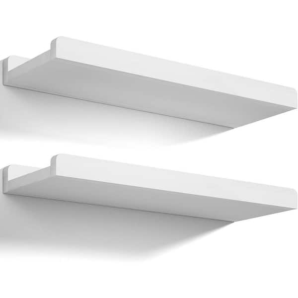Unbranded 17.2 in. W x 6.89 in. D White Wood Decorative Wall Shelf, (Set of 2)