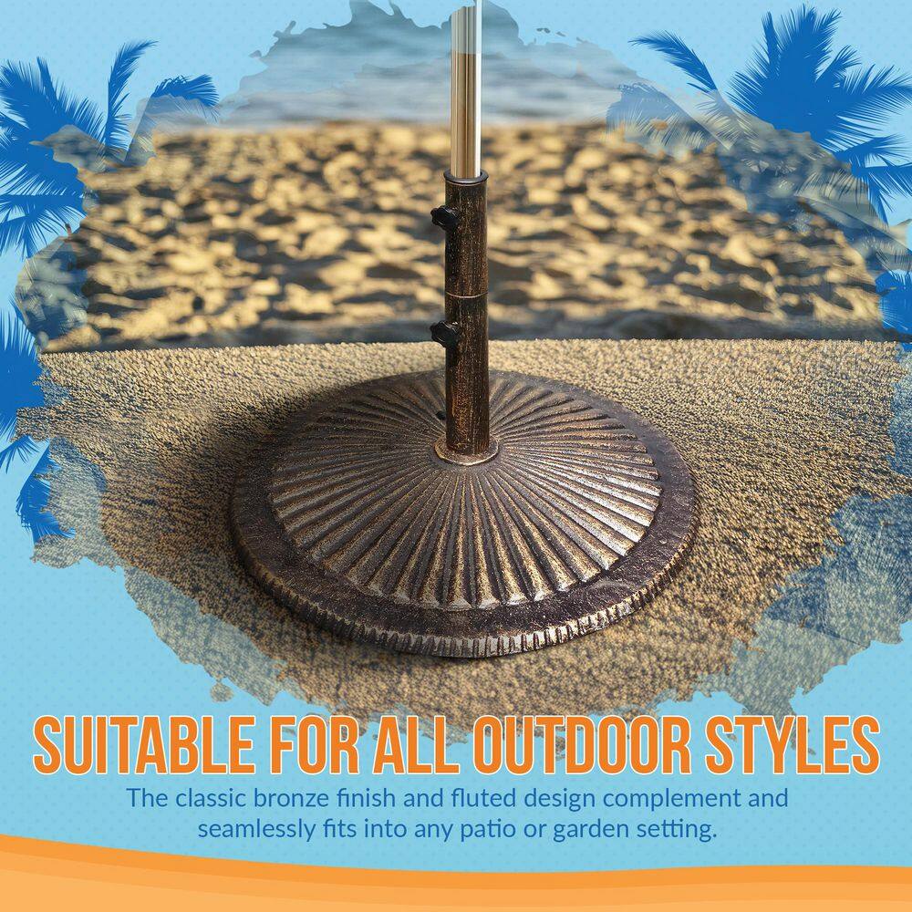 Bronze 50-lb Cast Iron Umbrella Base with Adjustable Stem