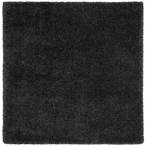 Royal Shag Charcoal 7 ft. x 7 ft. Square Gradient Solid Area Rug