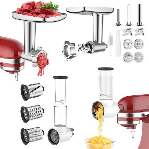 Silver Metal KitchenAid Stand Mixer Compatible Slicer Shredder Meat Grinder Attachment