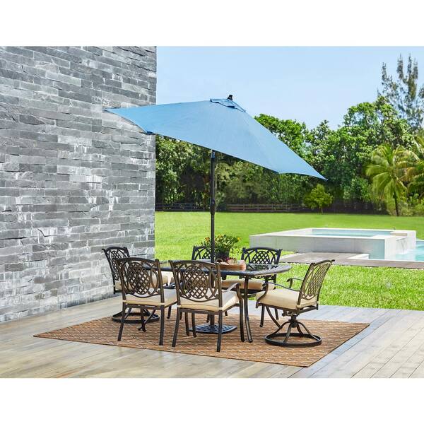10 solar led patio umbrella Seasons Sentry 10' Square Solar LED Cantilever Umbrella