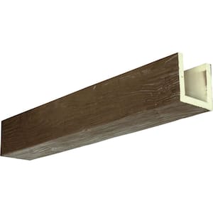 4 in. x 10 in. x 8 ft. 3-Sided (U-Beam) Sandblasted Natural Mahogany Faux Wood Ceiling Beam
