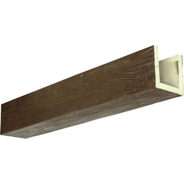 Ekena Millwork 8 in. x 10 in. x 8 ft. 3-Sided (U-Beam) Sandblasted Natural Mahogany Faux Wood Ceiling Beam