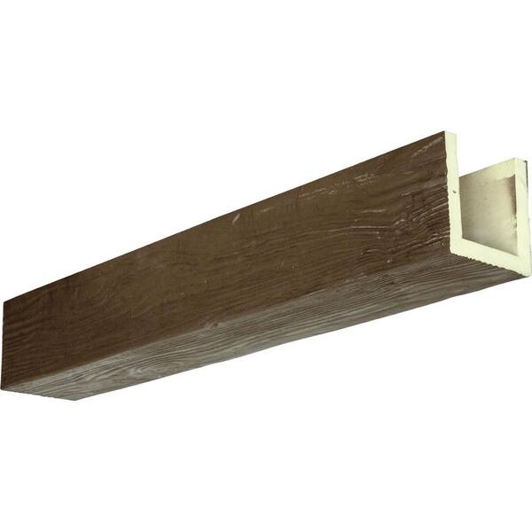 Ekena Millwork 8 in. x 12 in. x 10 ft. 3-Sided (U-Beam) Sandblasted Natural Mahogany Faux Wood Ceiling Beam