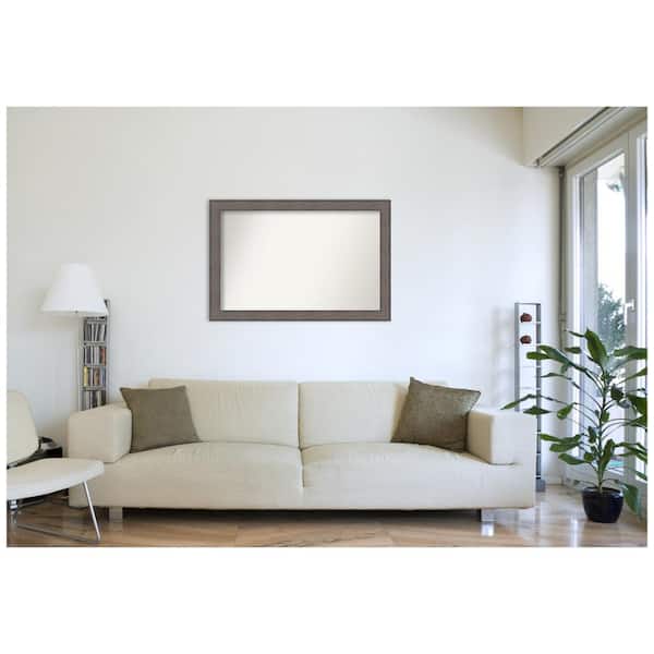Amanti Art Medium Rectangle Distressed Brown Modern Mirror (32.25 in. H x 48.25 in. W)