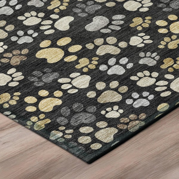 Chantille Machine Washable Indoor/Outdoor Abstract ACN3061 Black 2 ft. x 7 ft. Runner Rug