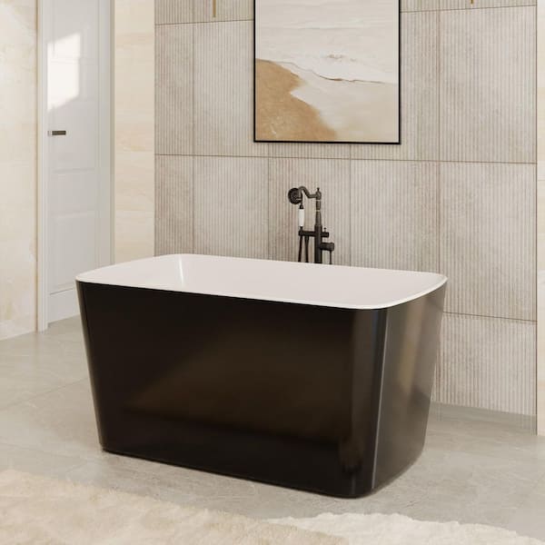 49 in. x 24 in. Rectangular Acrylic Soaking Bathtub in Black with cUPC Certifications