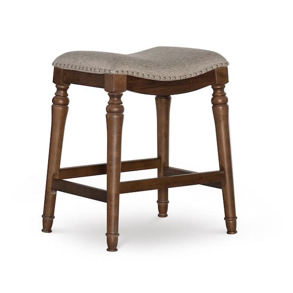Powell Company Collins Big and Tall Brown Counter Height Stool with Padded Saddle Seat