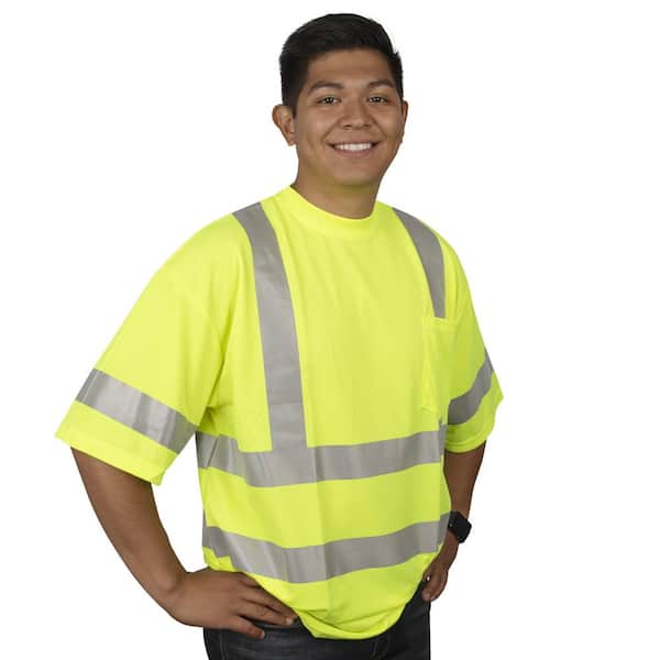 Cordova COR-BRITE Moisture Wicking Extra-Large Short-Sleeve T-Shirt in Lime  Green with Chest Pocket V131XL - The Home Depot