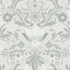 Ostanskar Light Grey Retro Floral Non Woven Paper Wallpaper