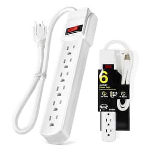 6-Outlet Power Strip with 2.5 ft. Power Cord, White