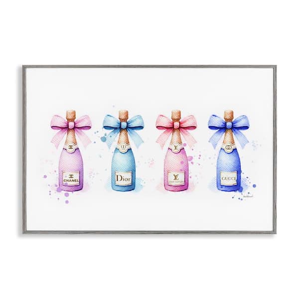 Stupell Industries Pastel Glam Champagnes by Amanda Greenwood Gray Framed Food Giclee Art Print 16 in. x 24 in.