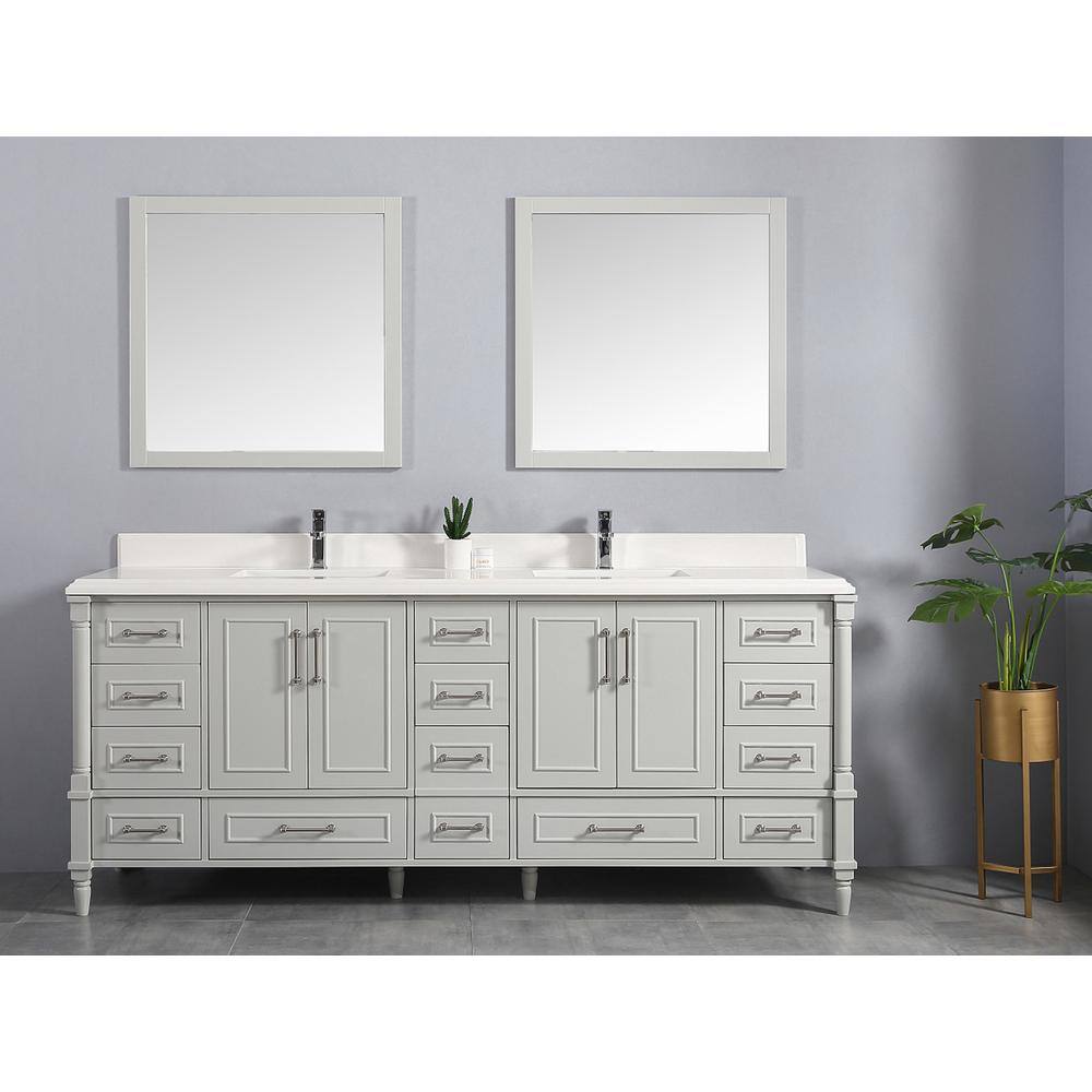 Aberdeen 84" Coventry Gray Double Bowl Sink Freestanding Vanity