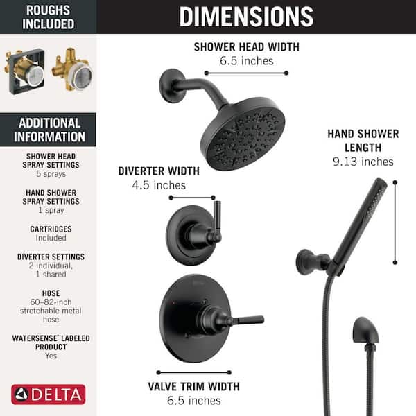 Delta Saylor 5-Spray Dual Wall Mount Fixed and Handheld Shower Head 1. ...