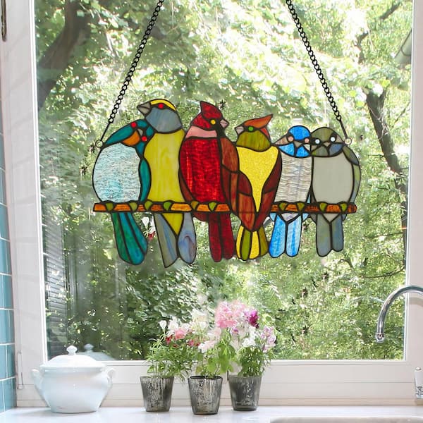 Beautiful multi-colored high quality stained glass bird