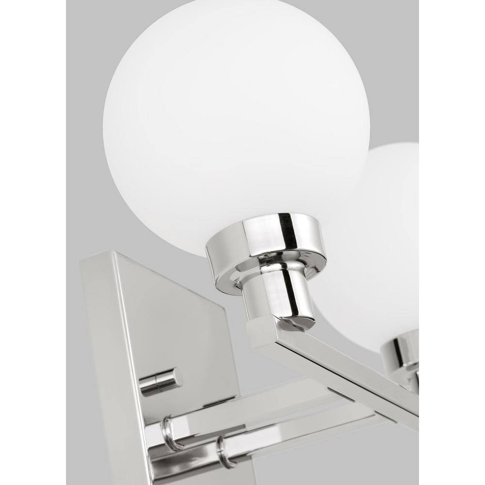 Clybourn Chrome 2-Light Vanity Fixture with Milk Glass Shade