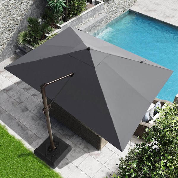 Crestlive Products 13 ft. x 10 ft. Rectangular 360° Rotation Cantilever Patio Umbrella in Dark Gray