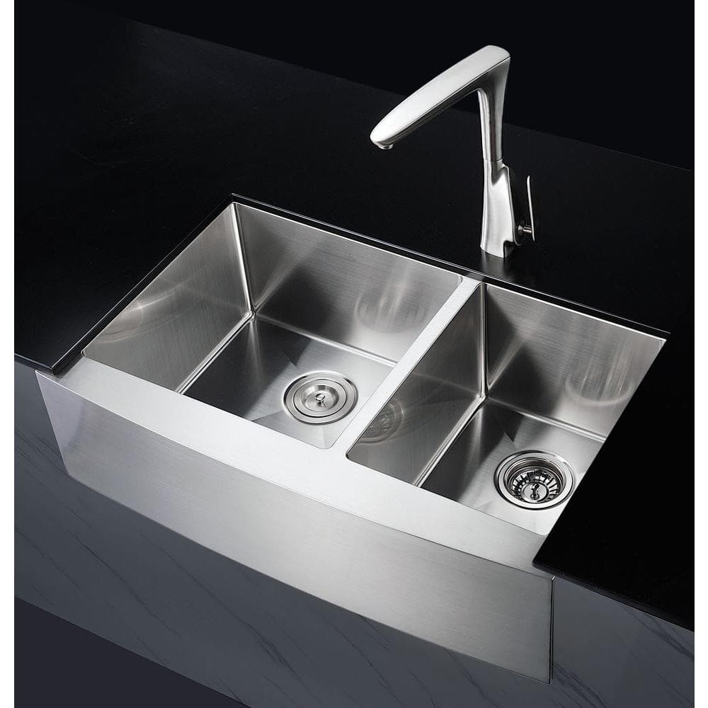 Elysian 33" Stainless Steel Double Bowl Farmhouse Sink