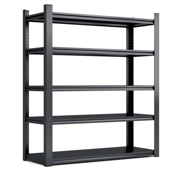 Tenleaf Heavy Duty 72 in. H 5-Shelf Black Metal Pantry Organizer Tenleaf Heavy Duty 72 in. H 5-Shelf Black Metal Pantry Organizer