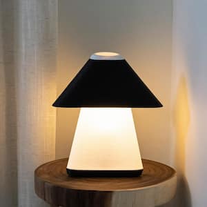 Enzo 11.63 in. Modern Contemporary Plant-Based PLA 3D Printed Dimmable LED Table Lamp, White/Black