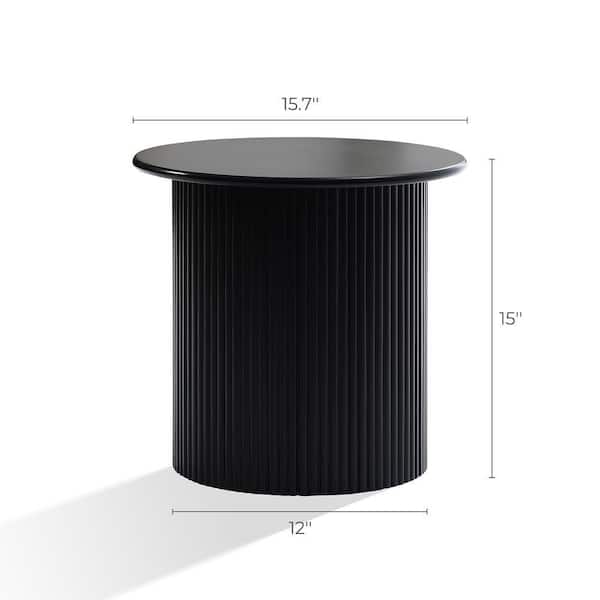 LuxenHome 15.7 Black Round Fluted MDF End Table WHIF2235 - The