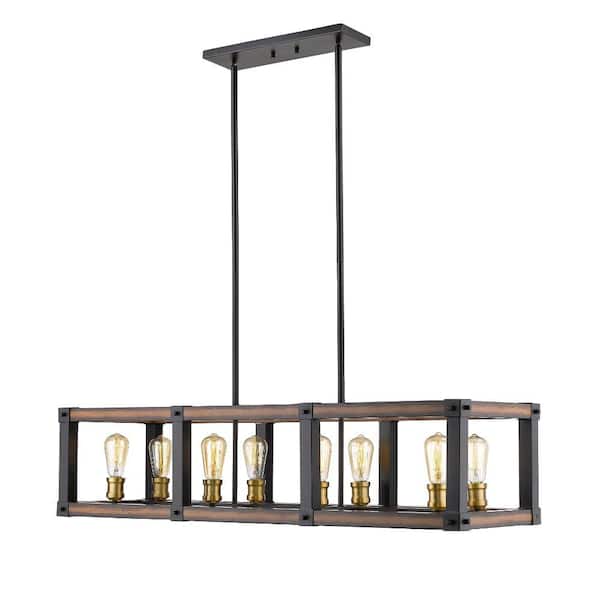 Unbranded Kirkland 8-Light Rustic Mahogany Chandelier with No Shade