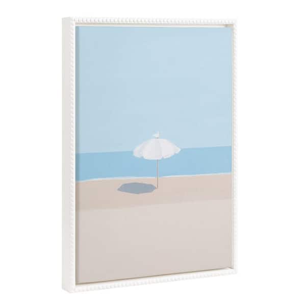 Kate and Laurel Modern Ocean Landscape Illustration Wall Art" 1-Piece White Framed Canvas Art Print, 18 in. x 24 in.
