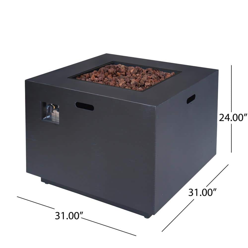 Gray Square Cast Iron Propane Gas Fire Pit Table