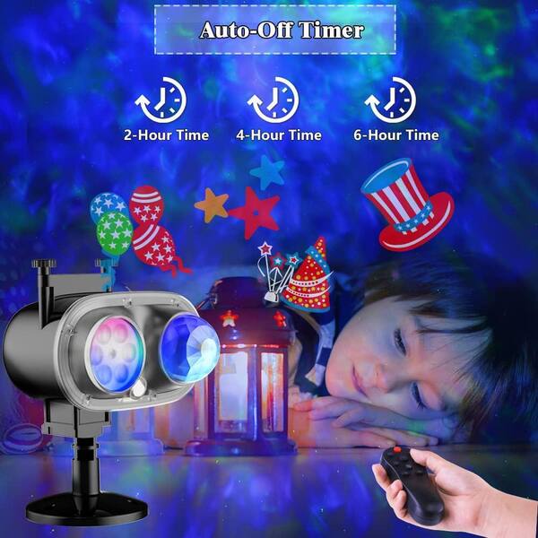 Outdoor Holiday Projector Light - 16 Slides & 10 Colors, Waterproof, Remote, For Christmas & Halloween