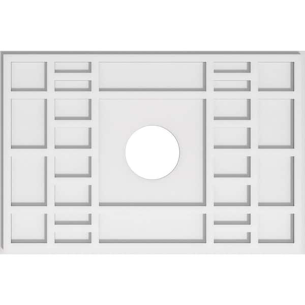 Ekena Millwork 28 in. W x 18-5/8 in. H x 5 in. ID x 1 in. P Beaux Architectural Grade PVC Contemporary Ceiling Medallion