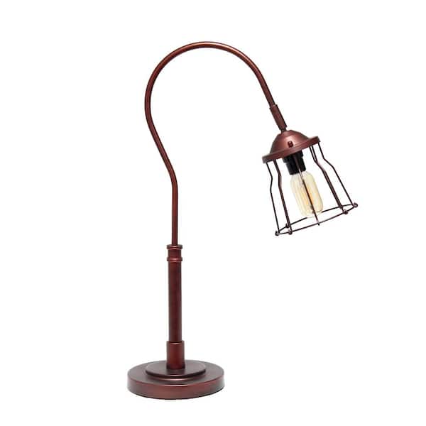 Elegant Designs 25 in. Red Bronze Open Cage Table Lamp