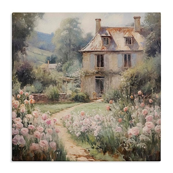 French Garden Cottage by RileyB Unframed Graphic Art Print Nature 17 in. x 17 in.